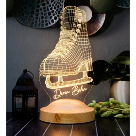 Resim Sevgi Lambası Buz Pateni 3D LED Lamba – Artistik Buz Pateni Sporcusuna Özel Hediye, Buz Pateni Sporcu ve Antrenör Hediyesi 