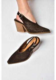 Resim Fox Shoes Y654154702 Kahverengi Hakiki Deri Süet Western Topuklu Ayakkabı 