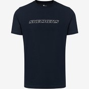 Resim Skechers Baskılı Regular Fit Bisiklet Yaka Kısa Kollu Mavi Erkek T-Shirt 