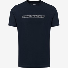 Resim Skechers Baskılı Regular Fit Bisiklet Yaka Kısa Kollu Mavi Erkek T-Shirt 