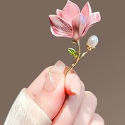 Resim Tek Pembe Çiçek Rozeti 