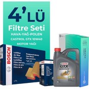 Resim Bosch Fiat Albea 1.2 Benzinli Filtre Bakım Seti Castrol Motor Yağlı (2002-2008) 4 Lü 