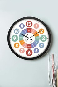 Resim 30 Cm Çocuklar İçin Eğitici Gerçek Camlı Akar Saniyeli Duvar Saati, 7480000717669 