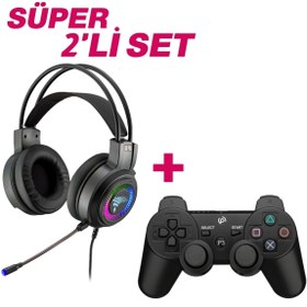 Resim Polosmart Gaming Set 7.1 Kablolu Kulaküstü Kulaklık Pgm05 + Kablosuz Ps3 Oyun Kolu Psg04 