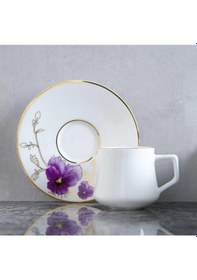 Resim Evaliza Buket Mor 130ml 6 Kişilik Double Kahve Fincan Takımı Mor 