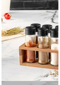 Resim Joy Kitchen Lisa Ahşap Baharatlık Seti 6'Lı Siyah Kapak 