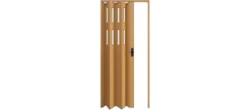 Resim Faran Dekorasyon 160 x 215 Meşe Renk Camlı Pvc Akordiyon Katlanır Kapı - Frnakmodel-69 