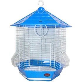 Resim Dayang Altıgen Kuş Kafesi Mavi 44.6x39x53.5 Cm 