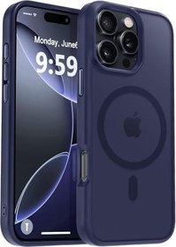 Resim URUCHI Güçlü Manyetik iPhone 13 Telefon Kılıfı, [Mag-Safe ile Uyumlu] [Askeri Düzey Düşme Koruması] [Güçlü Silikon Kenarlar] İnce Yarı Saydam Mat Koruyucu Kılıf, Lacivert 