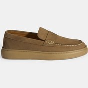 Resim Erkek Bej Slip-On Nubuk Deri Loafer 