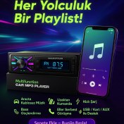 Resim Multifunction 4X50W Bt 2xusb 7renk Ambians Aydınlatmalı Oto Teyp 