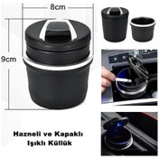 Resim Caraks Araç ve Ev İçin Kapaklı Model Işıklı Küllük 