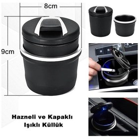 Resim Caraks Araç ve Ev İçin Kapaklı Model Işıklı Küllük 