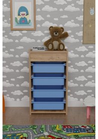 Resim 4 Sepetli Çok Amaçlı Dolap Atlantik Çam - Mavi Kahverengi 