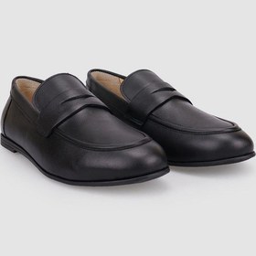 Resim %100 Hakiki Deri Siyah Kadın Loafer Siyah 