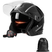 Resim Reedark Motorcycle Yarım Kask: Abs Kasa, Çift Anti-bulanık Vizör, Ventilasyon Sistemi, Erkek/kadın, Scooter-kruiser Uyumlu Siyah 