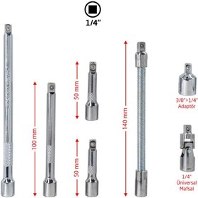 Resim Titi 6497 1/4" Lokma Uzatma Arakol Adaptör Seti 7 Parça 
