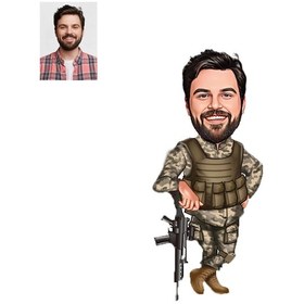 Resim Kişiye Özel Karikatürlü Asker Ahşap - Araba Dikiz Ayna Süsü 