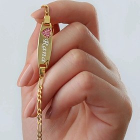 Resim TAŞLI KALPLİ PLAKA BEBEK BİLEKLİK | 925 GÜMÜŞ - Gold 