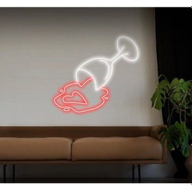 Resim Şarap Bardağı Figürlü Neon Tabela Kırmızı 