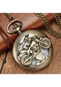Resim Kişiye Özel Retro Motosiklet Görünümlü Quartz Köstekli Saat 