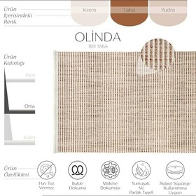 Resim Cool Halı Olinda 1103 Taba Oturma Odası Halısı Yumuşak İskandinav Halı Yolluk Bukle Salon Halısı 