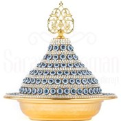 Resim Nazar Ve Swarovski Taşlı Şekerlik Drajelik Lokumluk Metal Kubbe Altın 