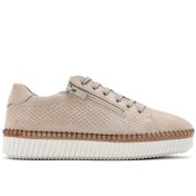Resim Derimod Kadın Bej Bağcıklı Kalın Tabanlı Süet Deri Sneaker 25SFD501810 