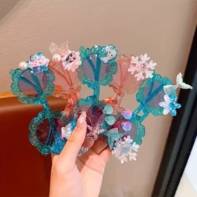 Resim 1 adet Disney Frozen Elsa Buz Temalı Parti Gözlükleri - Plaj Partileri, Doğum Günleri, Sevgililer Günü Fotoğraf Aksesuarları için Parlayan Kar Taneleri, Çiçekler ve Kelebekler Plastik Aksesuarlar (Piller Gerekmez), Temalı Etkinlik Aksesuarı | Oyunbaz Gözlükler | Plastik Gözlükler, Disney Aksesuarları 