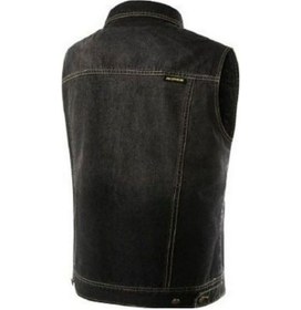 Resim Ebakbak Motosiklet Kot Yelek Dayanıklı Kot Kumaş Sırt Koruma Choper Yelek 