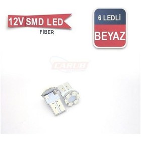 Resim Carub 12V T10 Ampul 6 SMD Led Fiber Beyaz BR0400207 