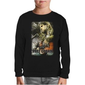 Resim Kurt Cobain Siyah Çocuk Sweatshirt Siyah 