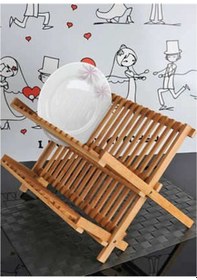 Resim Bambu 2 Katlı Tabaklık Bardaklık Tezgah Üstü Bulaşıklık Bambu 