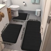 Resim 3 Parça Banyo Paspas Seti - Kaymaz, Yumuşak, Hızlı Kuruyan ve Emici Lüks Banyo Zemin Aksesuarı 