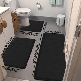 Resim 3 Parça Banyo Paspas Seti - Kaymaz, Yumuşak, Hızlı Kuruyan ve Emici Lüks Banyo Zemin Aksesuarı 