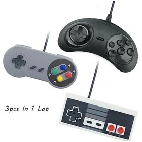Resim 3 Adet Kablolu Usb Joystick Pc Bilgisayar İçin Snes Usb Pc Gamepad Oyun Nes İçin Sega Denetleyici Oyun Joypad 