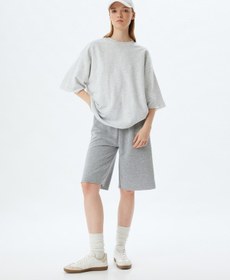 Resim Koton Oversize Eşofman Altı Yüksek Bel Bermuda Boy Beli Bağcıklı Gri Melanj 5wak40174nk Gri Melanj 
