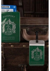 Resim Cinereplicas Harry Potter Slytherin Pasaport Kılıfı Ve Valiz Etiketi Seti Kartlık Cüzdan Yeşil 