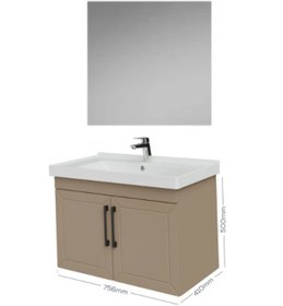 Resim Creavit D20 80cm Kapaklı Dikdörtgen Ayna Banyo Takımı Dafne 