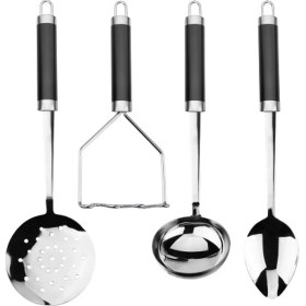 Resim 5DM Siyah Saplı Paslanmaz Çelik 4'lü Kombine Mutfak Seti 