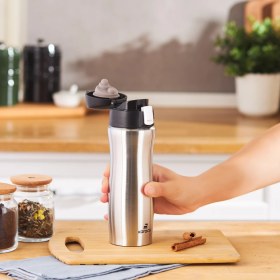 Resim Karaca Jüpiter Güvenlik Kilitli Sızdırmaz Kapaklı Paslanmaz Çelik Termos 395 ml Inox 