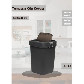 Resim Jet’s Home Banyo Çöp Kovası 18 Lt Temassız Çöp Kutusu Antrasit 