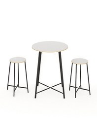 Resim Oval 2 Kişilik Yemek Masası Bar Masası Mutfak Beyaz 1527 