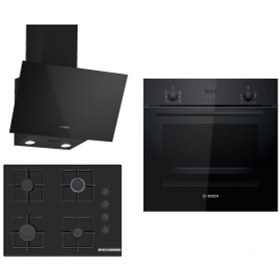 Resim Bosch HBF512BB1T - POP7C6P30O - DWK63PJ60T Siyah Ankastre Set 