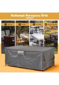 Resim Haegs Bahçe Mobilyası Örtüsü, 180-120-74cm, Ağır Hizmet Oxford Kumaş, Su Geçirmez, Dış Mekan Veranda Masa Örtüsü, Havalandırmalı Masa Ve Sandalye Koruma Kılıfı - Gri 