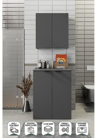 Resim Biani Fix Arya Ve Loft Uyumlu Çamaşır Makinesi Dolabı Renk Mat Gri 
