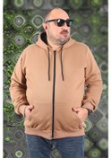 Resim Mocgrande Büyük Beden Unisex Kapüşonlu 3Ip Sweat 11701 S.Kahve Kahverengi 