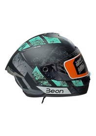 Resim beon B-507 Full Face Motosiklet Kaskı FF06 Siyah Yeşil Gri 