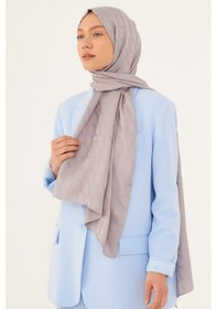 Resim Mirsoy Scarf Dalga Desen İpeksi Jakar Şal - Açık Gri Açık Gri 