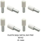Resim Plastik Metal Başlı Raf Pimi Beyaz 25 Adet 